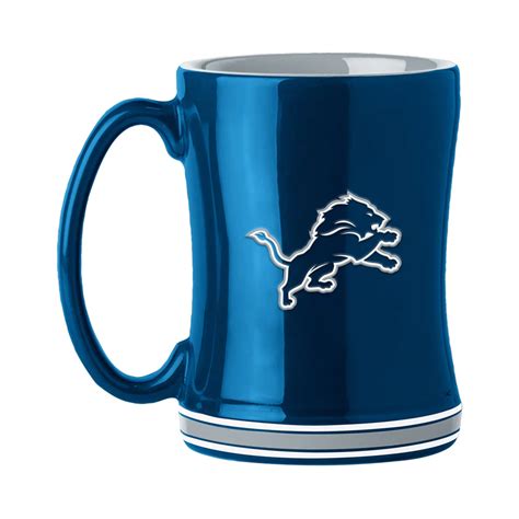 Detroit Lions Coffee Mug 14oz Sculpted Relief Team Color Caseys