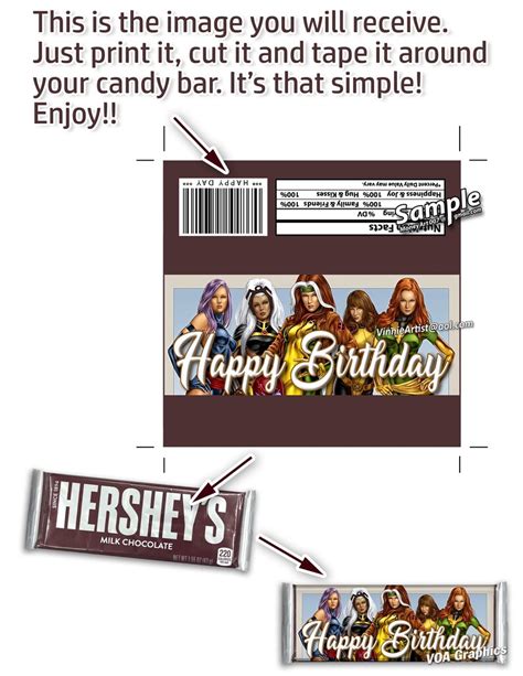 Printable Hersheys Happy Birthday Candy Bar Wrappers Chocolate Etsy