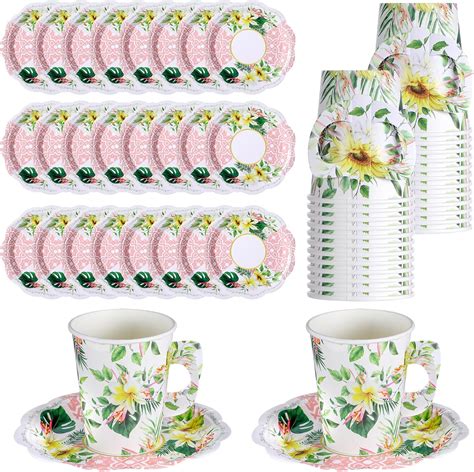 Amazon Suttmin Disposable Tea Party Cups 9oz Floral Tea Cups And