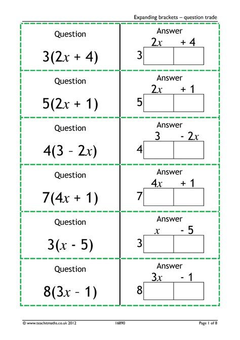 Expanding Brackets Question Trade Ks Maths Teachit