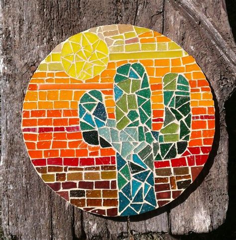 Atardecer De Cactus Venecita Terminado Paper Mosaic Mosaic Tile Art