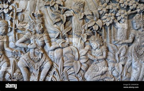 The Traditional Balinese Stone Carving In Ubud Indonesia Stock Photo