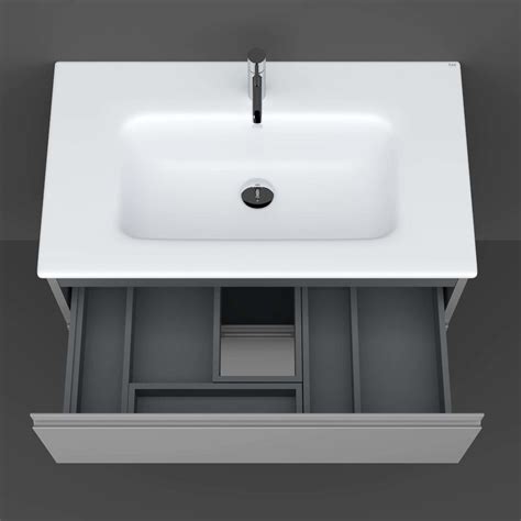 RAK Joy 800mm Wall Hung Vanity Unit With Drop In Wash Basin Pure White