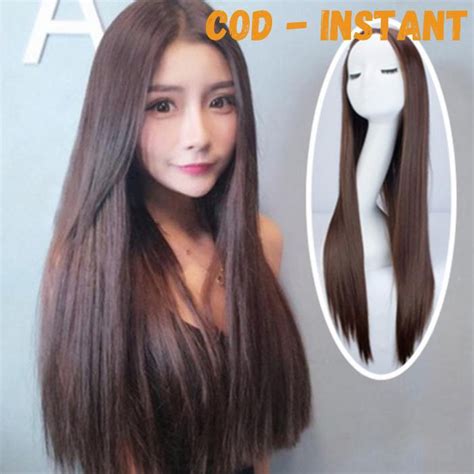 Jual Terlaris Wig Full Lace Rambut Wanita Panjang Lurus Mid Hair