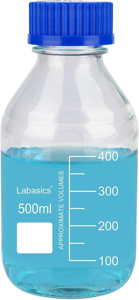 Labasics Round Media Storage Bottles With Gl Blue Screw Cap Glass