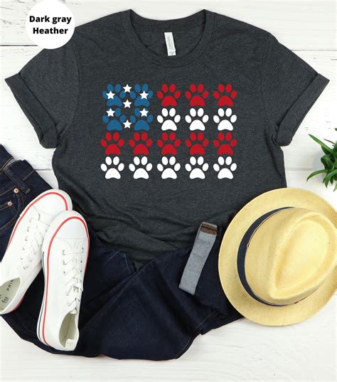 Patriotic Paw Print Shirt Paw Print Flag Red White And Blue Etsy