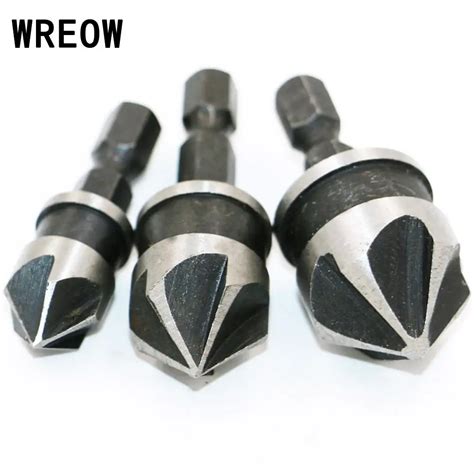 3Pcs Set New 90 Degree Hex Shank Countersink Drill Bit Hexagonal Shank