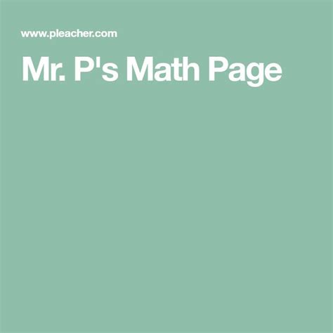 Mr. P's Math Page, a great resource of puzzles and other mathematical activities. #mathpuzzles ...