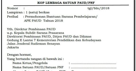 Contoh Surat Permohonan Lembaga Untuk Bop Paud Surat Permohonan