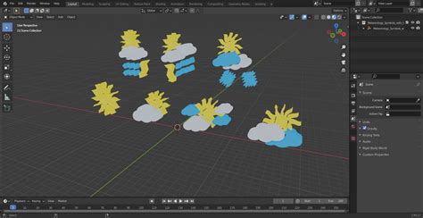 3d Model Meteorology Symbols With Sun Set Turbosquid 2080972