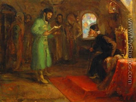 Boris Godunov With Ivan The Terrible By Ilya Efimovich Efimovich Repin