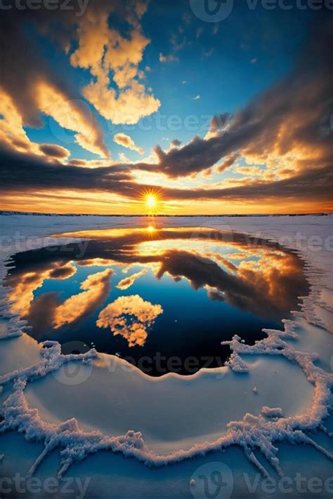 blue sky  white clouds sunset reflection  stock photo