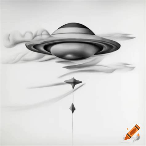 Surreal Ink And Pencil Drawing Of Ufo Inspired By Max Ernst And Hans