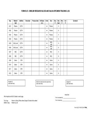 Fillable Online Form Slf Emblem Research Blood And Saliva Specimen