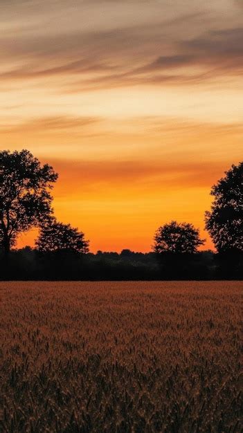 Las siluetas de los árboles contra una puesta de sol dorada Imagen