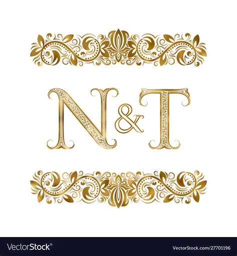 N And T Vintage Initials Logo Symbol Letters Vector Image