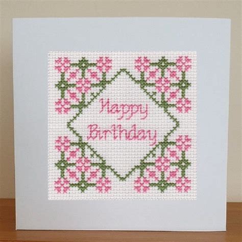 Birthday Card Cross Stitch Kit Etsy Uk Cross Stitch Flowers Cross