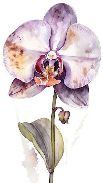 Premium AI Image | a painting of a purple orchid with a white center.