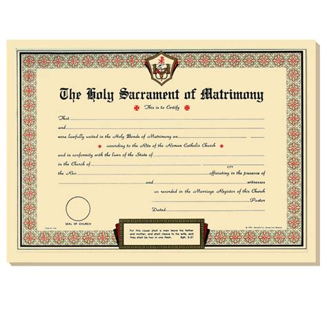 Pad Of 50 Roman Catholic Marriage Certificates St Patricks Guild