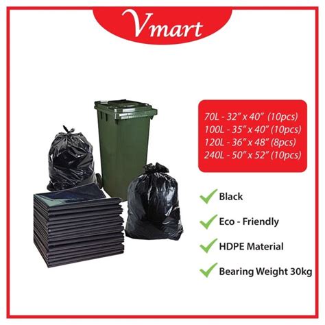 Xxl Large Black Garbage Bag Big Dustbin Plastic Plastik Beg Sampah