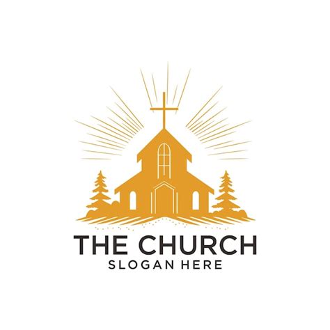 Premium Vector Vintage Church With Sun Logo Design