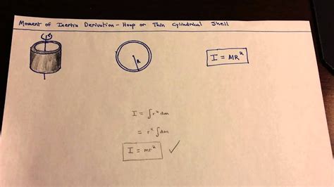 Moment Of Inertia Derivation Hoop Or Thin Cylindrical Shell Youtube