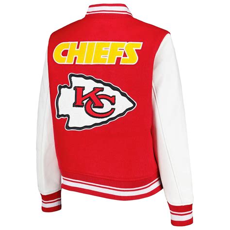 Nfl Wool Leather Kansas City Chiefs Varsity Mash Up Red And White Jacket Jacket Makers