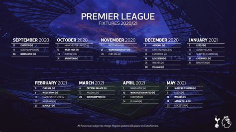 Tottenham Hotspur Premier League Season Complete Fixtures