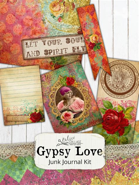 Junk Journal Kit Gypsy Love Printable Boho Journal Ephemera Etsy