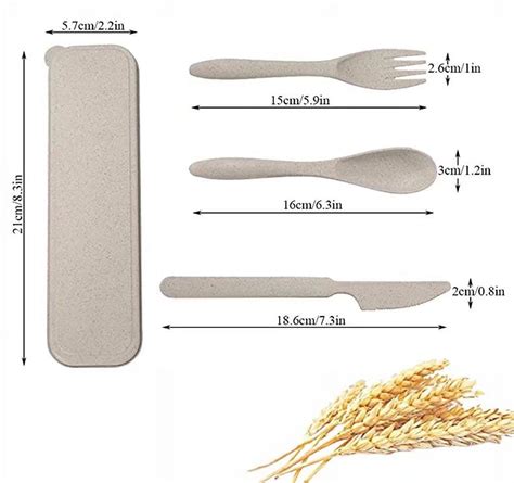 Portable Wheat Straw Cutlery Set Reusable Utensils Knife Fork And