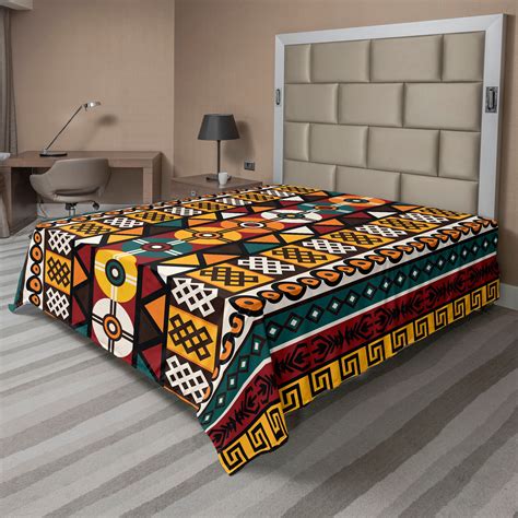 Kente Pattern Flat Sheet Vertical Borders Inspired By Timeless