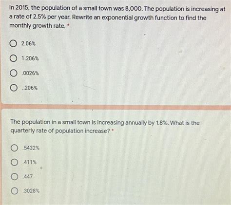 Solved In The Population Of A Small Town Was Chegg