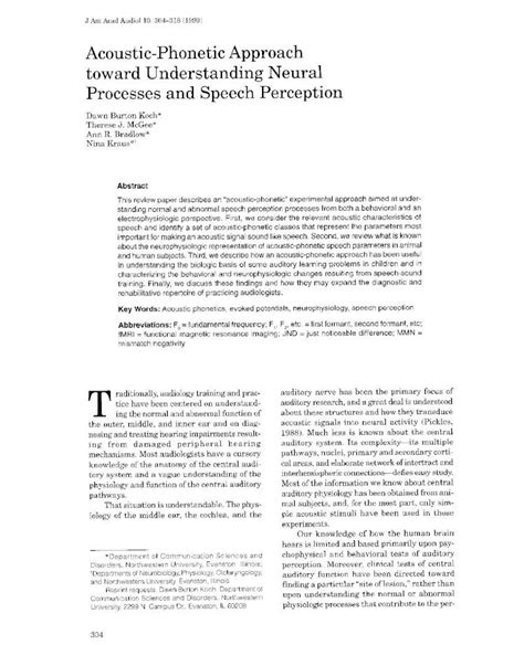 PDF Acoustic Phonetic Approach Toward Understanding Neural