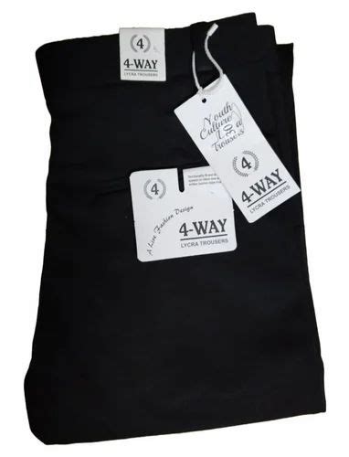 black solid  gsm   lycra trouser regular fit  piece