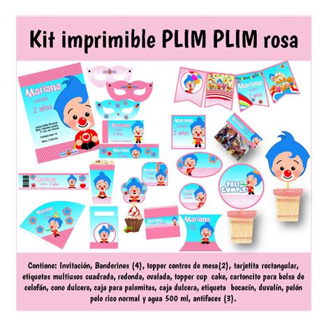 Kit Imprimible Plim Plim Color Rosa Ni A Editable Regalosfatysir