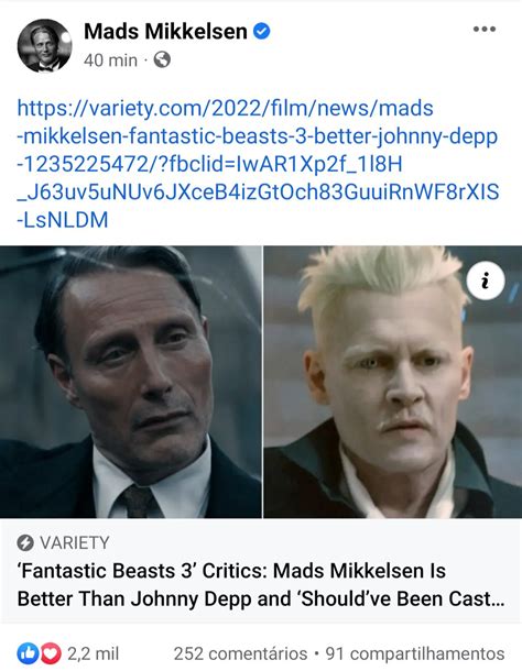 Animais Fant Sticos Mads Mikkelsen O Novo Grindelwald Compartilha