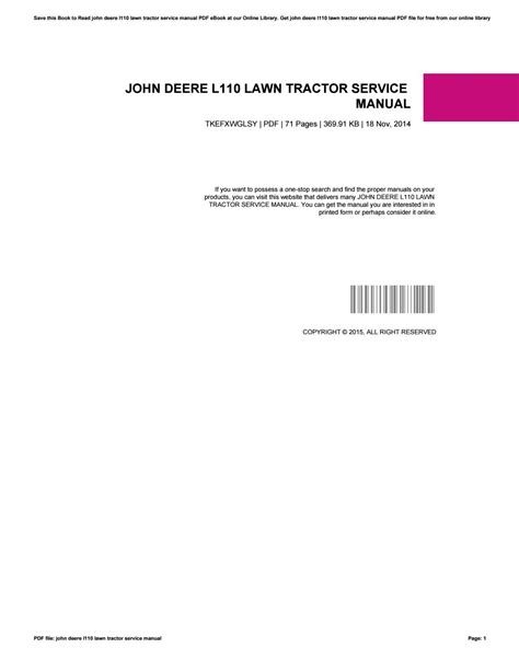 John Deere L110 Lawn Tractor Wiring Diagram Pdf