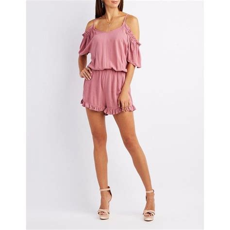 Charlotte Russe Ruffle Trim Cold Shoulder Romper 13 Liked On