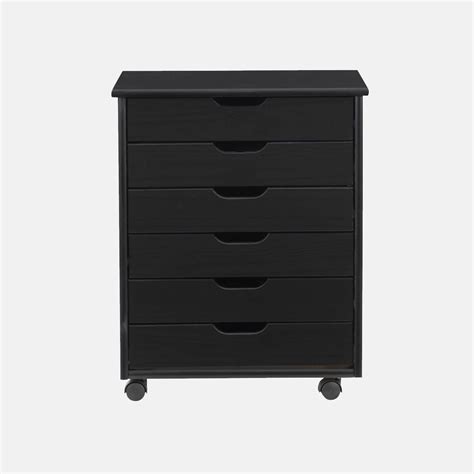 Dormify 6 Drawer Wide Rolling Storage Cart Dorm Essentials Black