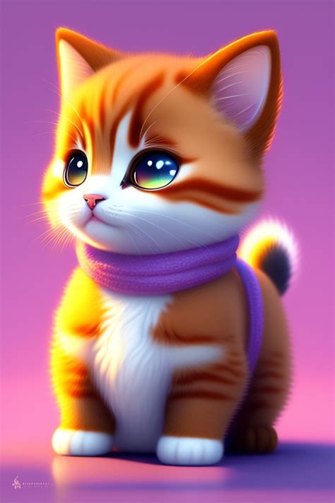 Lexica Cute And Adorable Cartoon Fluffy Baby Cat Fantasy Dreamlike