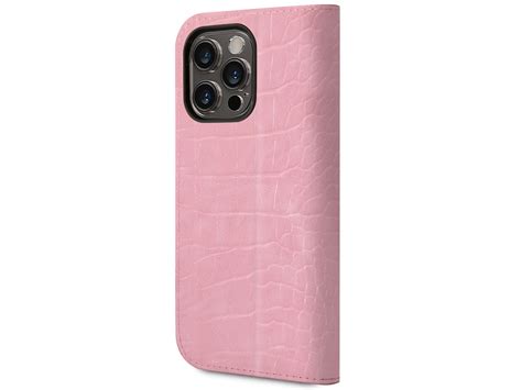 Guess Croco Folio Pasje IPhone 14 Pro Max Hoesje Roze