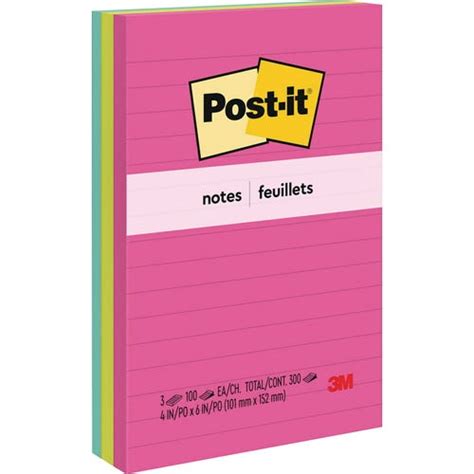 Post-it® Bright Colors Lined Notes