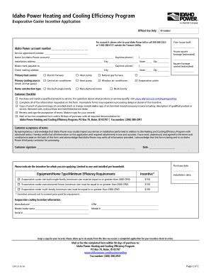 Fillable Online Hvac Evaporative Cooler Incentive Application Crr