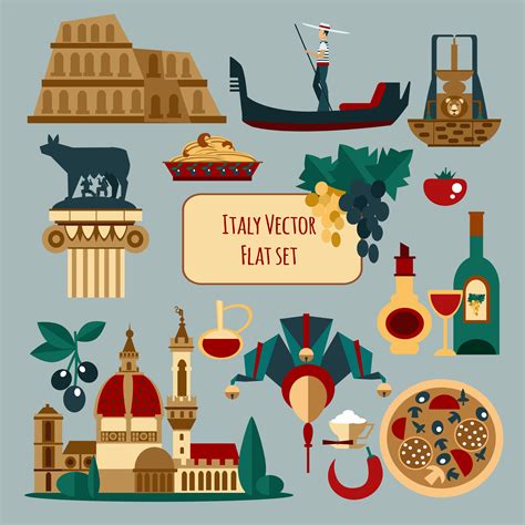 Italy Touristic Set 466173 Vector Art At Vecteezy