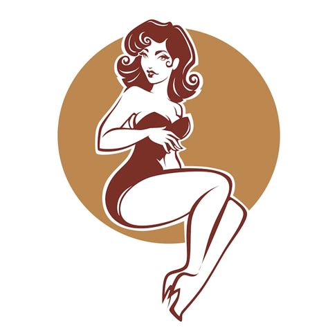 Chica Pinup Retro Sexy Y De Belleza Para Tu Logotipo O Diseño De Etiqueta Vector Premium