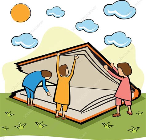 Children Opening A Large Book Illustration Stock Image F0194707