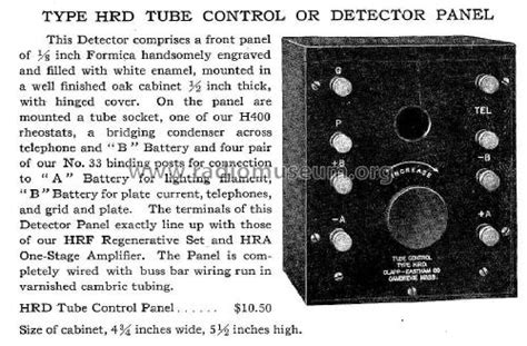 Tube Control Panel Type Hrd Mod Pre26 Clapp Eastham Co