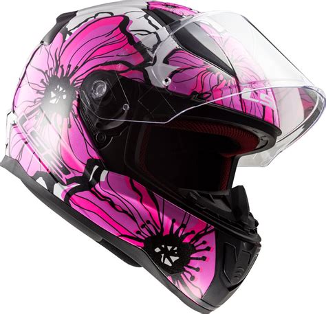 Casco Integral Moto Mujer LS2 RAPID POPPIES Blanco Rosa FF353 Tienda