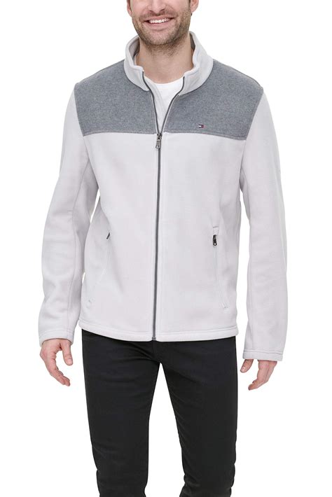 Tommy Hilfiger Classic Zip Front Polar Fleece Jacket In Light Greyice