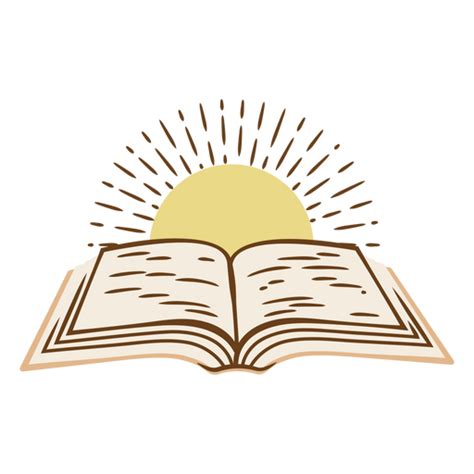 Diseño PNG Y SVG De Libro Abierto Con El Sol Saliendo Detrás De él